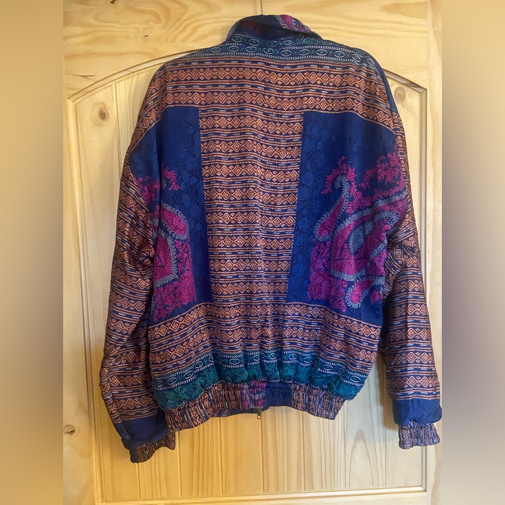 Luna Wild Silk Sari Bomber Jacket handmade in India repurposed sari 100% silk - Picture 6 of 8